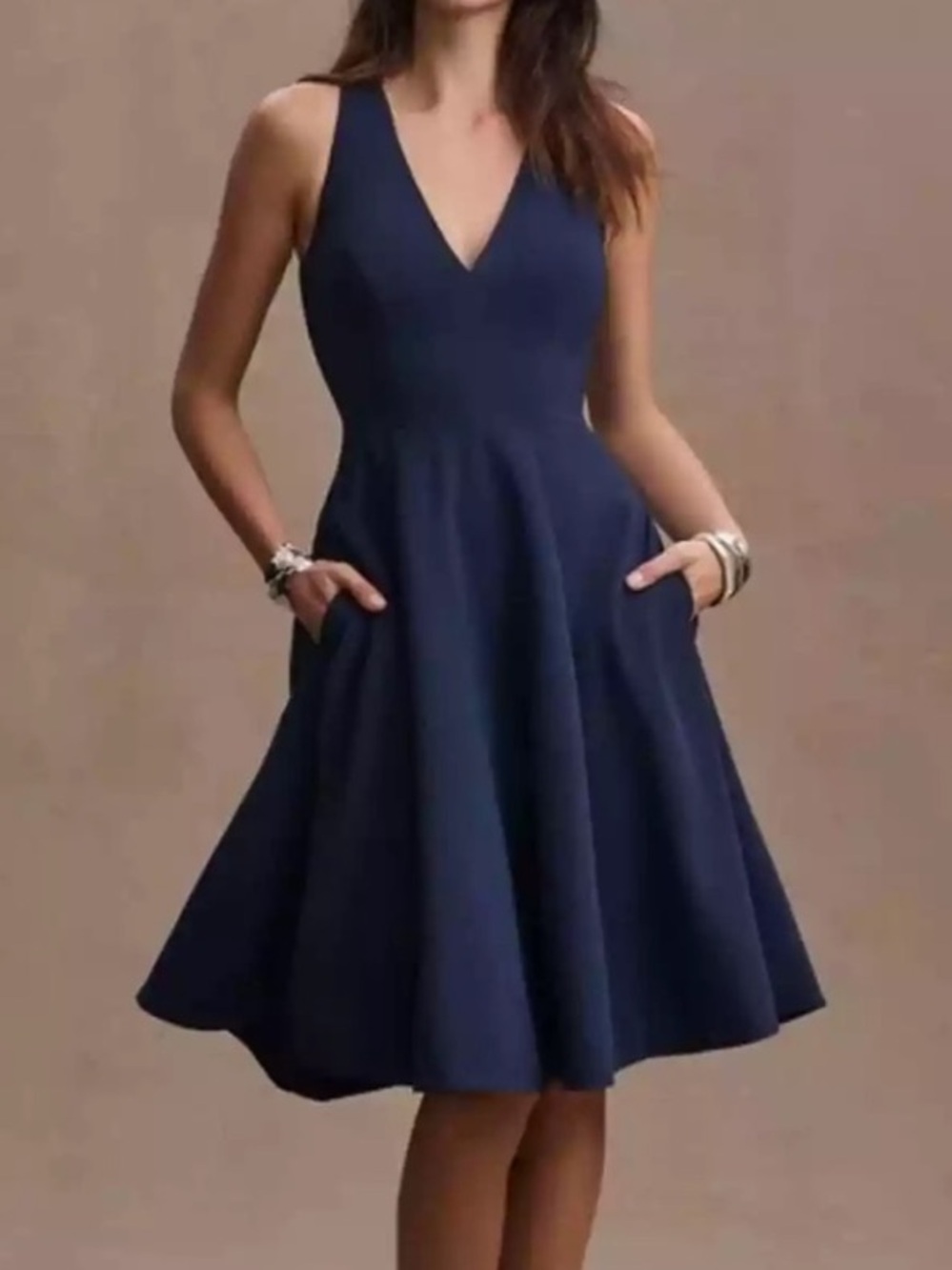 Dress The Population Navy Blue Catalina Fit and Flare Dress